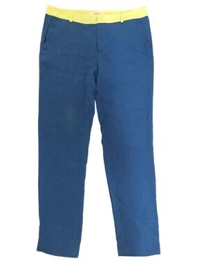 Blue Polka Dot Pants with Yellow Waistband silk pants